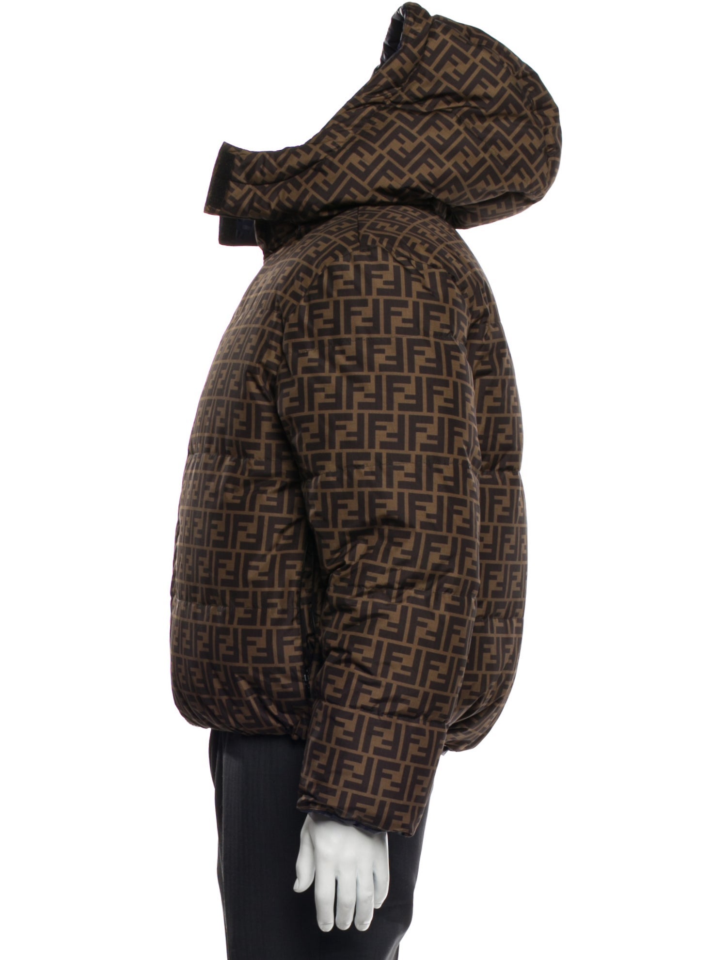 Fendi Zucca FF Logo Plaid Print Parka