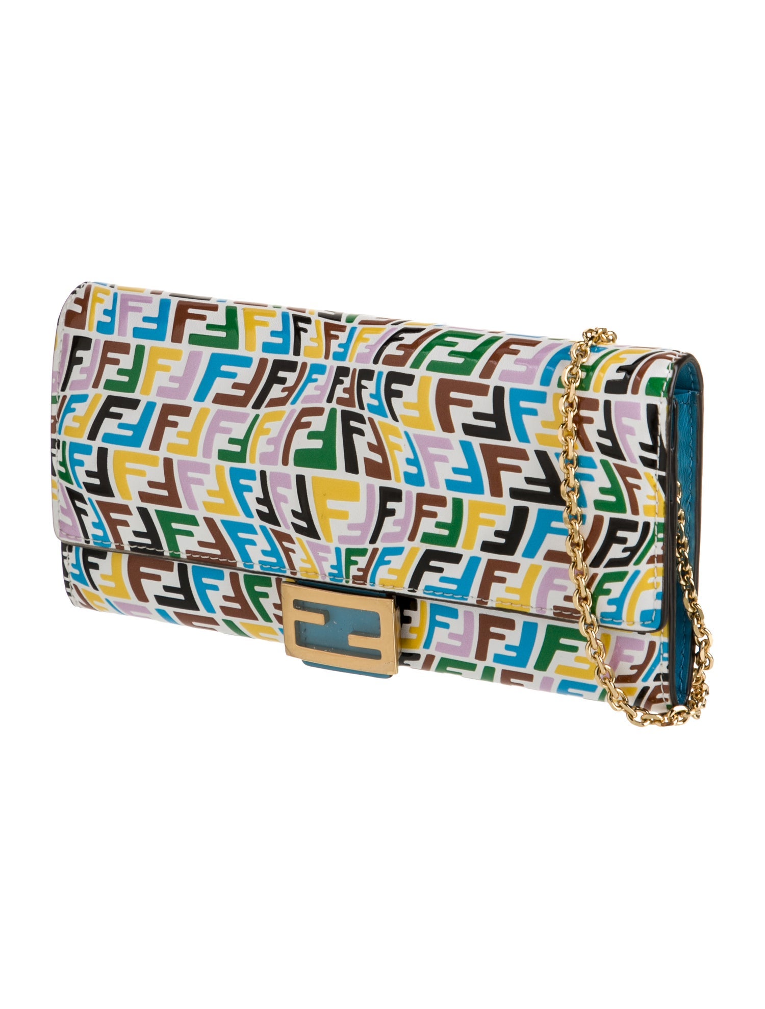Fendi Zucchino FF x Sarah Coleman Micro FF Fish Eye Embossed Continental Envelope Wallet On Chain