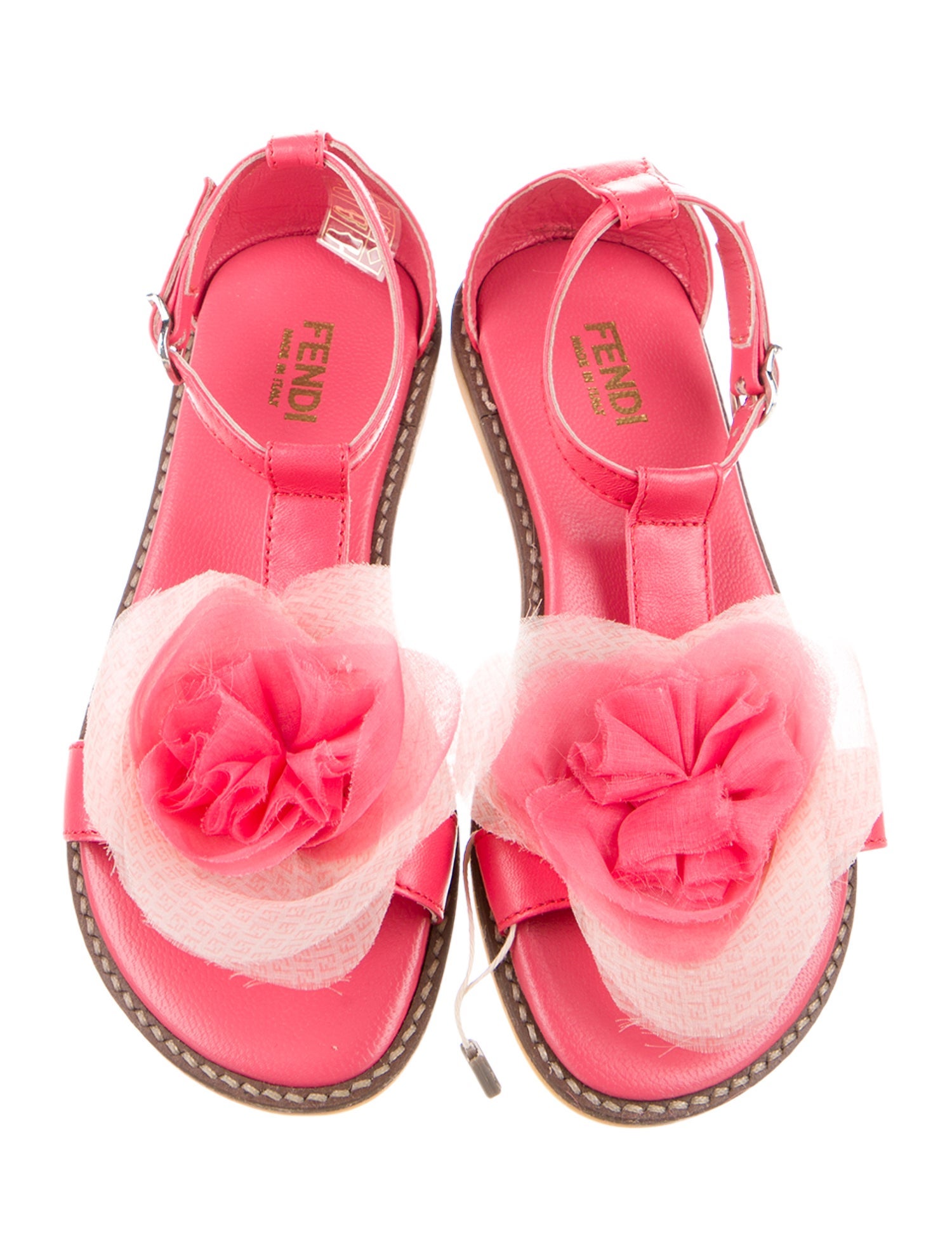 Fendi Rose Leather Sandals