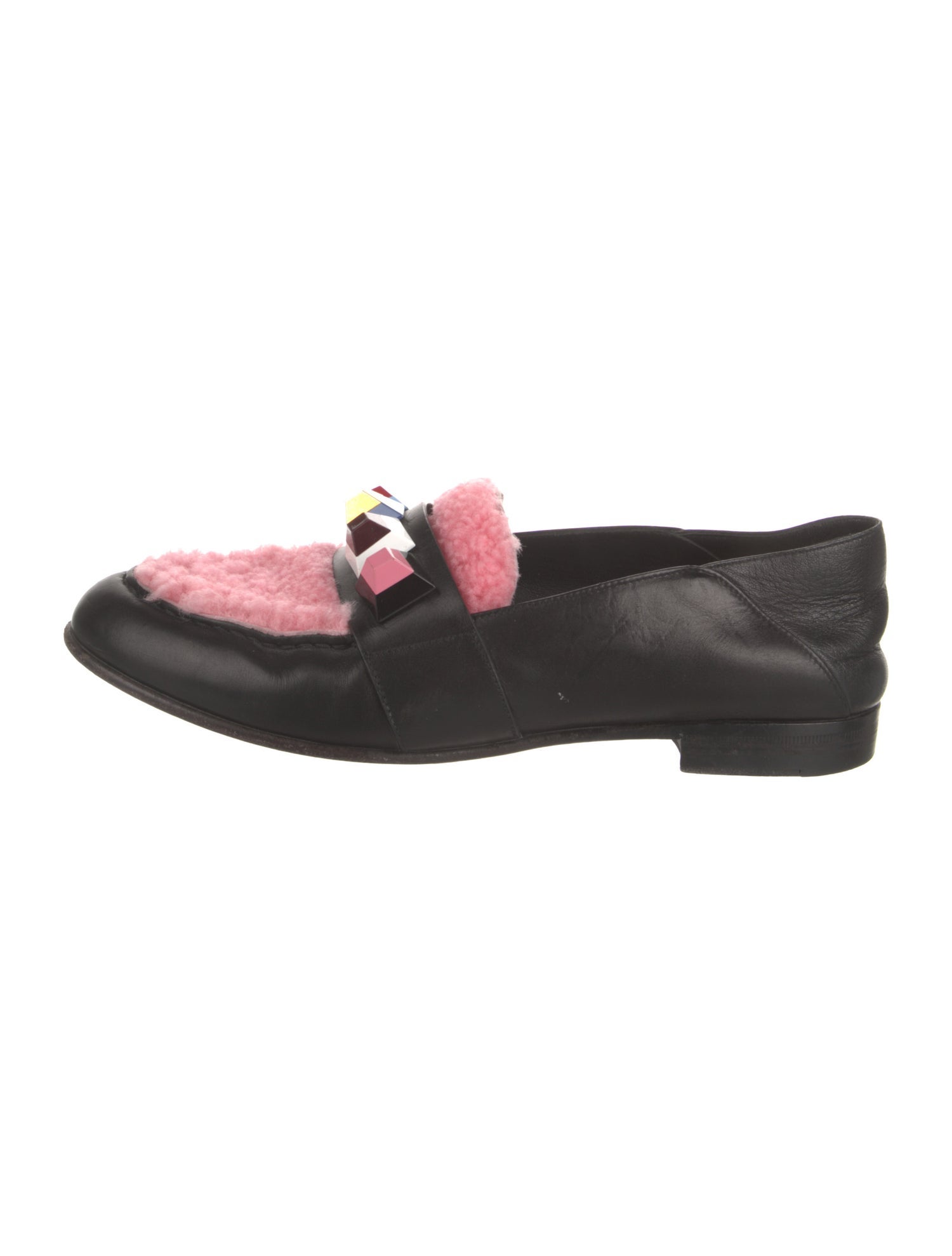 Fendi Rainbow Studs Leather Loafers