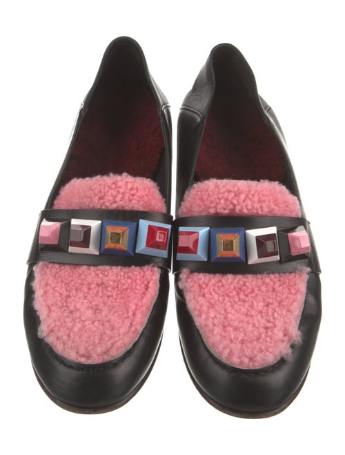 Fendi Rainbow Studs Leather Loafers