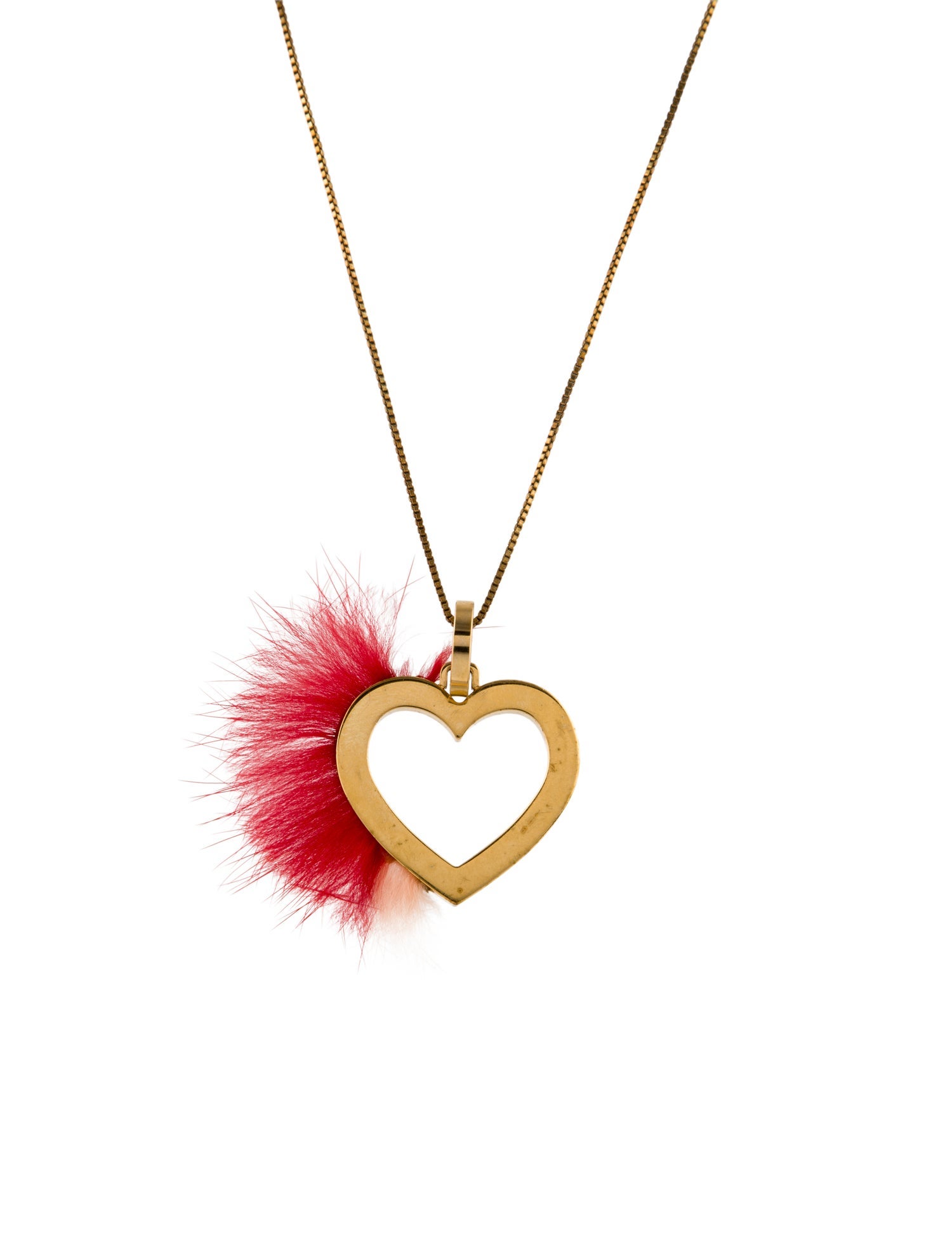 Fendi Fur Heart Pendant Necklace