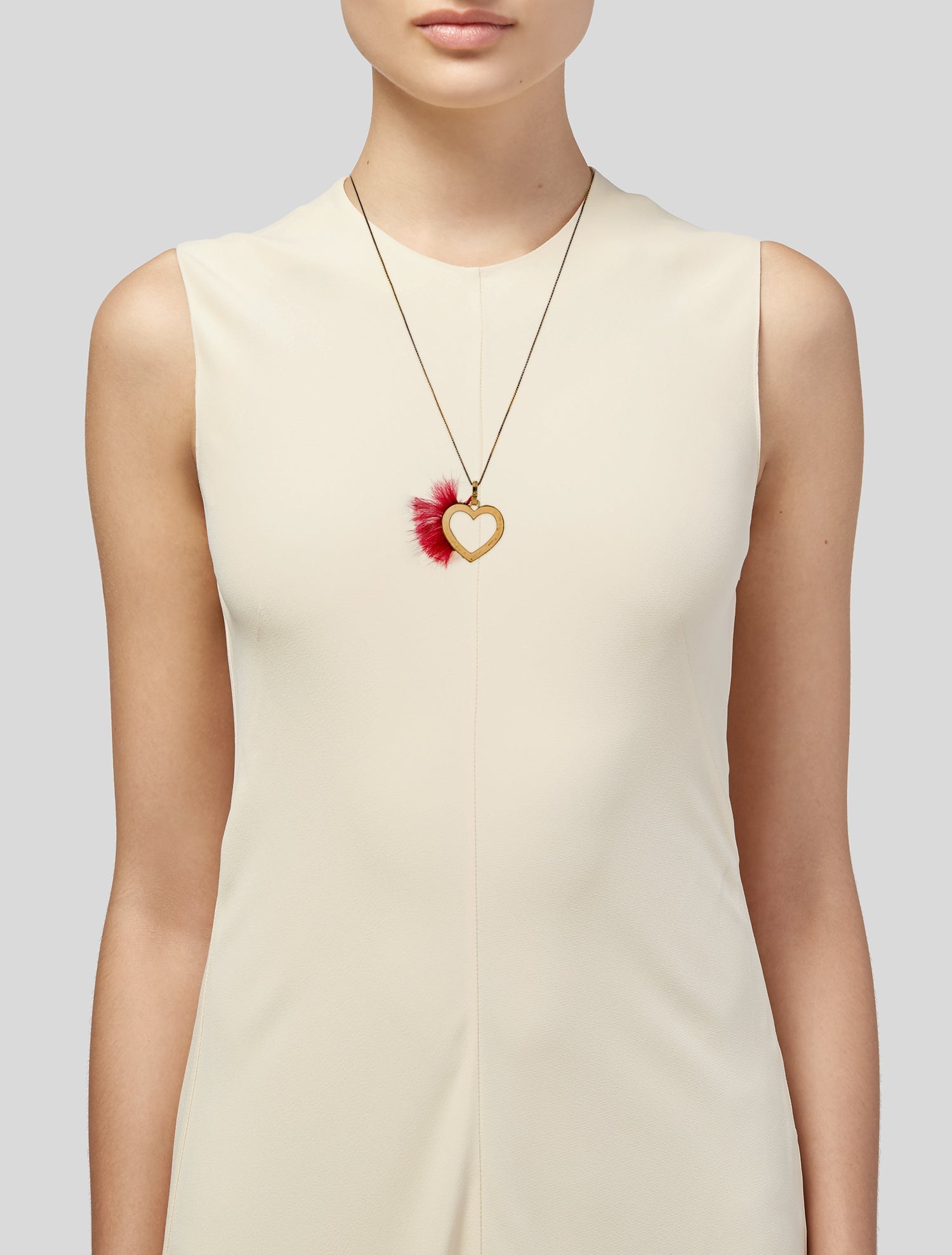 Fendi Fur Heart Pendant Necklace