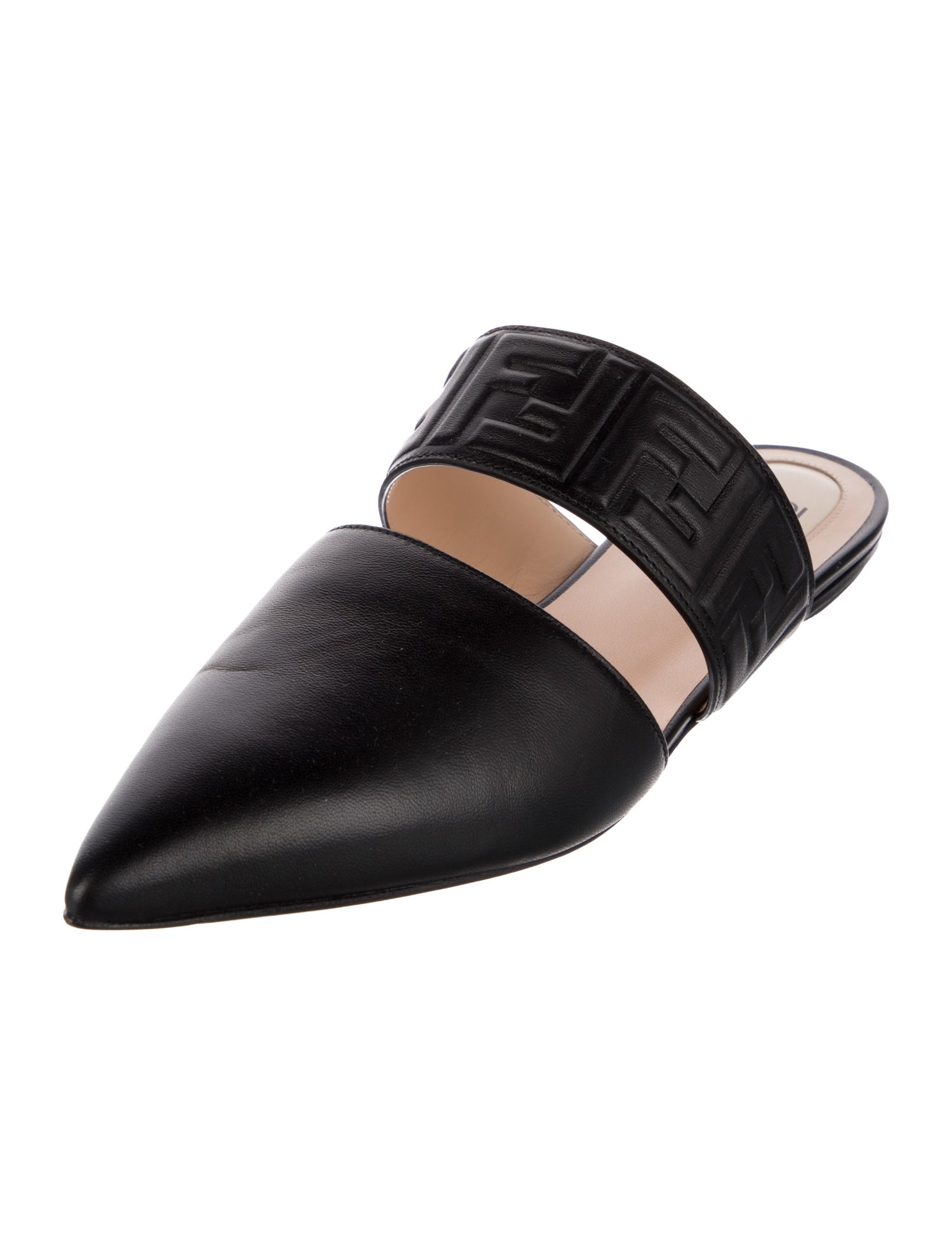 Fendi Zucca FF Logo Leather Mules