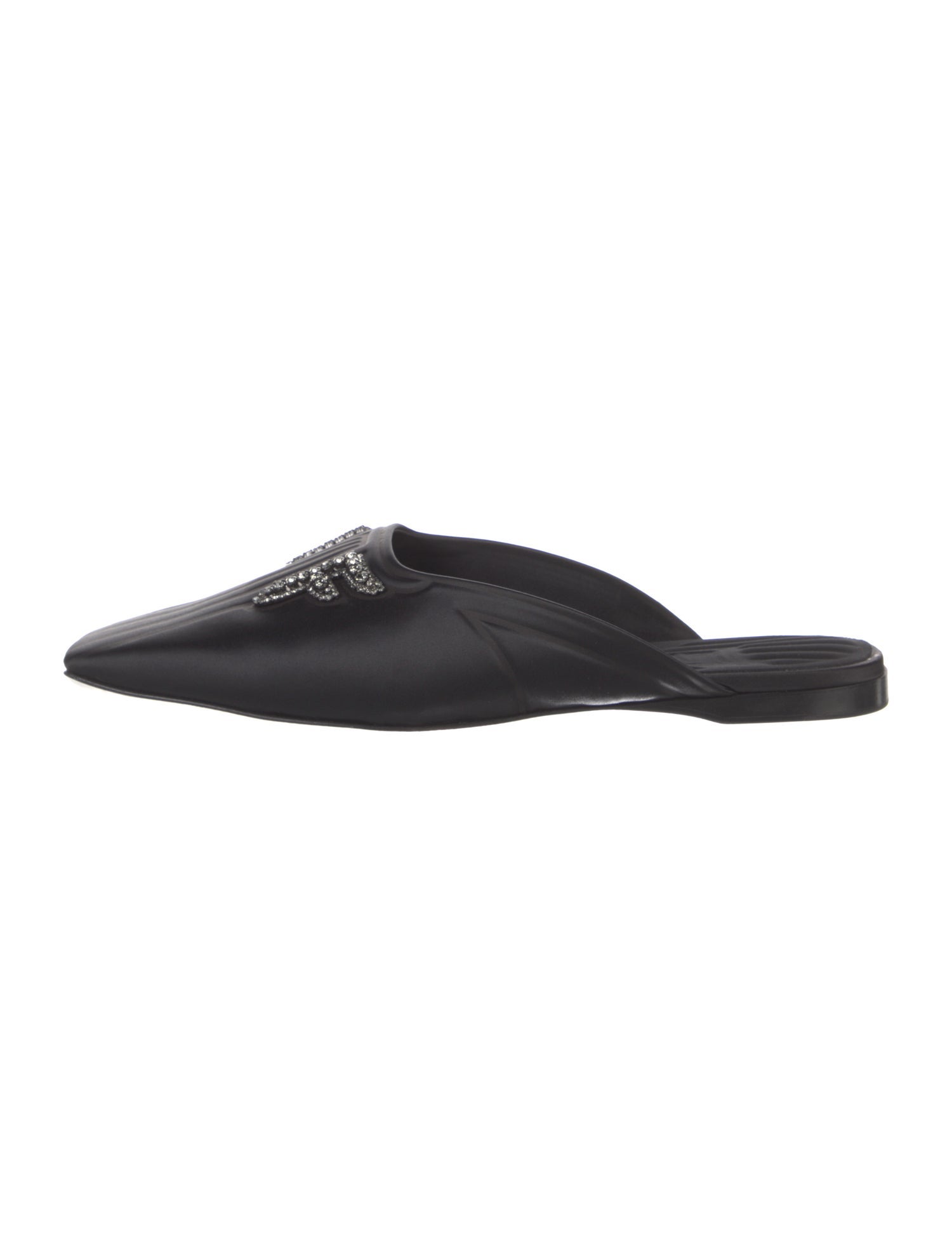 Fendi Satin Crystal Embellishments Mules