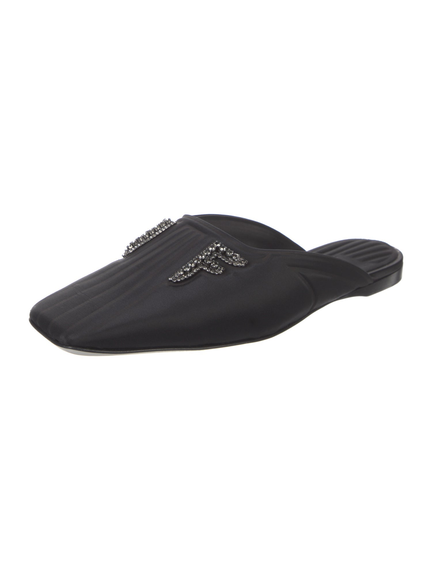 Fendi Satin Crystal Embellishments Mules