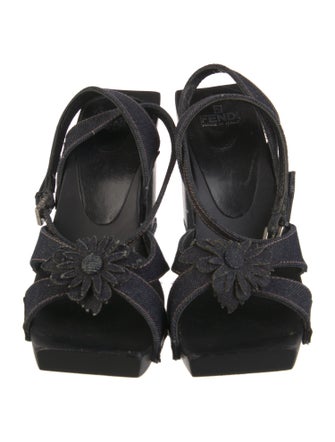 Fendi Denim Slingback Sandals
