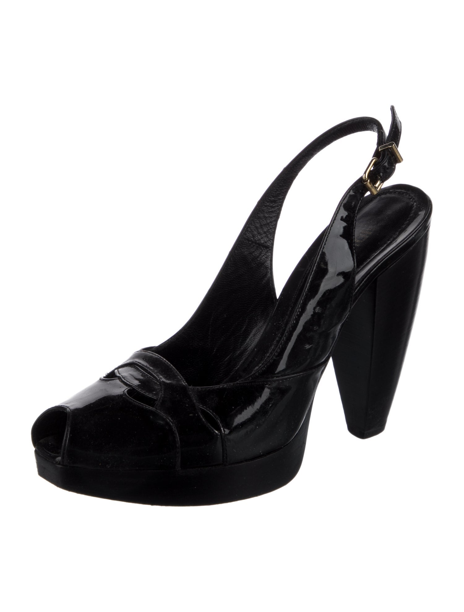 Fendi Patent Leather Slingback Pumps