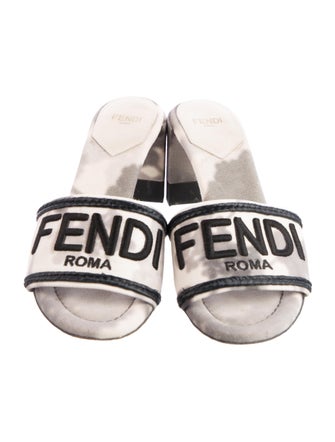 Fendi Printed Embroidered Accent Slides
