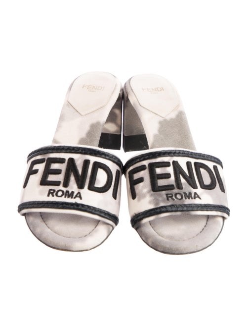 Fendi Printed Embroidered Accent Slides