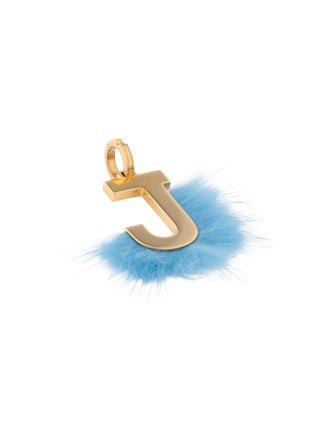 Fendi Abclick Letter "J "Fur Mink Charm
