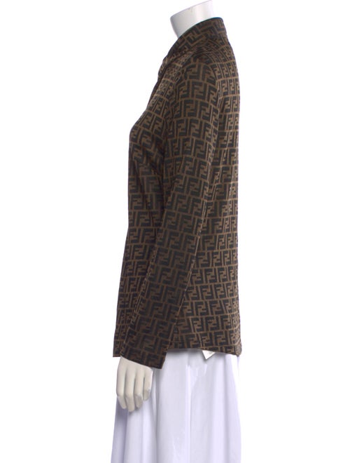 Fendi Plaid Print Long Sleeve Button-Up Top