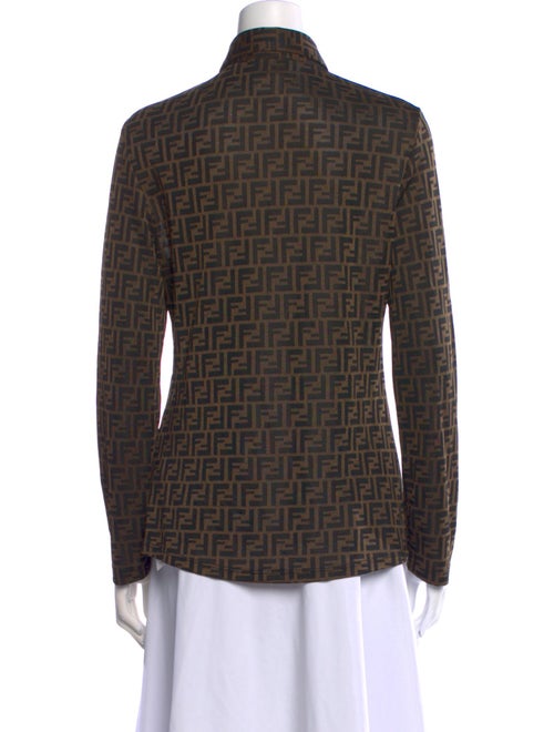 Fendi Plaid Print Long Sleeve Button-Up Top