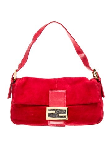 Fendi Shoulder Bags Suede Baguette Vintage
