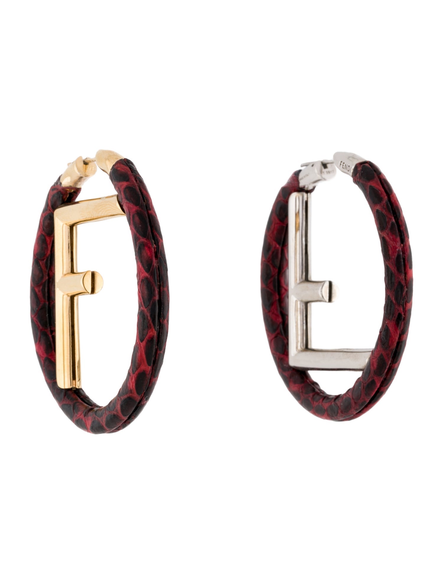 Fendi Snakeskin Hoop Earrings