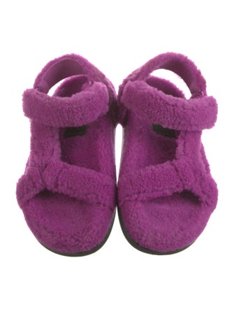 Fendi Zucca FF Logo Shearling Slingback Sandals