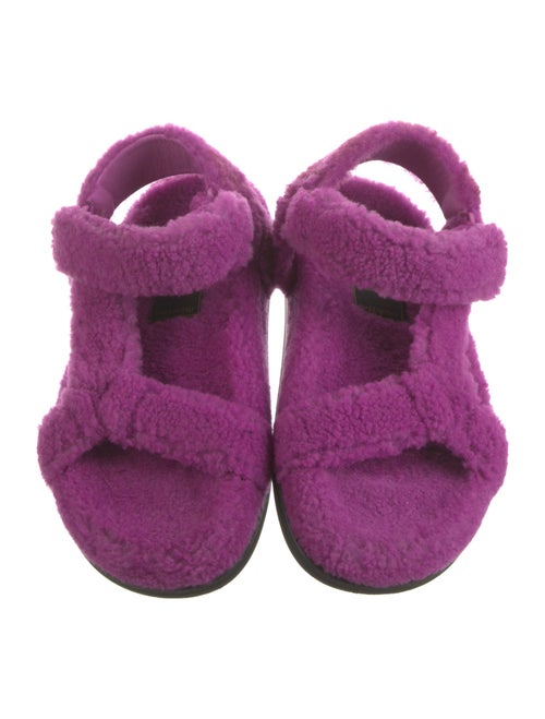 Fendi Zucca FF Logo Shearling Slingback Sandals