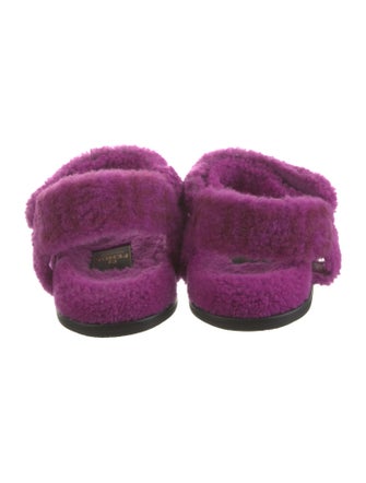 Fendi Zucca FF Logo Shearling Slingback Sandals