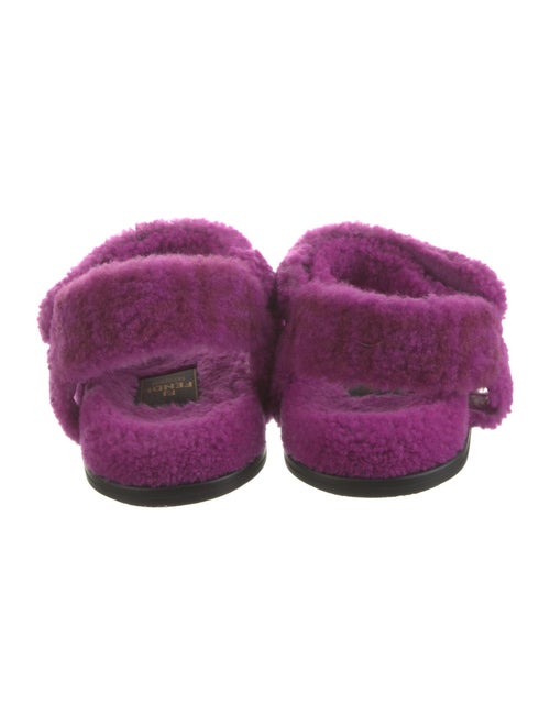 Fendi Zucca FF Logo Shearling Slingback Sandals