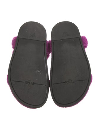 Fendi Zucca FF Logo Shearling Slingback Sandals