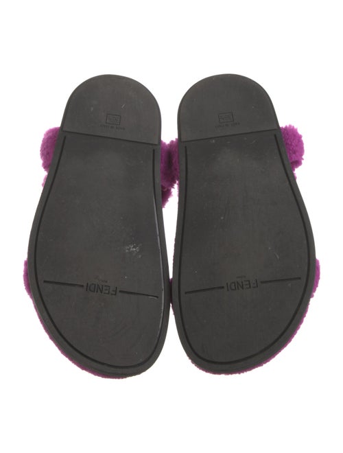 Fendi Zucca FF Logo Shearling Slingback Sandals