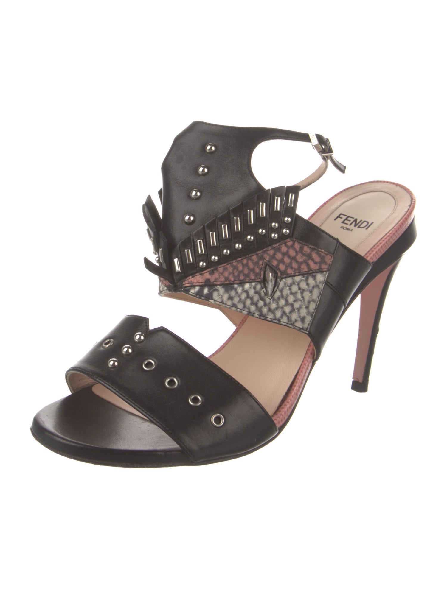 Fendi Monsters Motif Leather Sandals