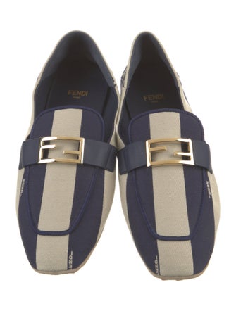 Fendi Pequin Pattern Canvas Loafers