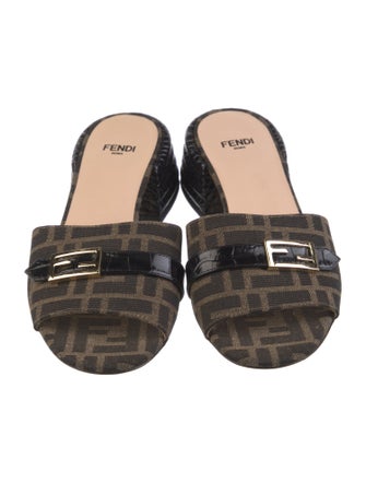 Fendi Zucca FF Logo Canvas Slides