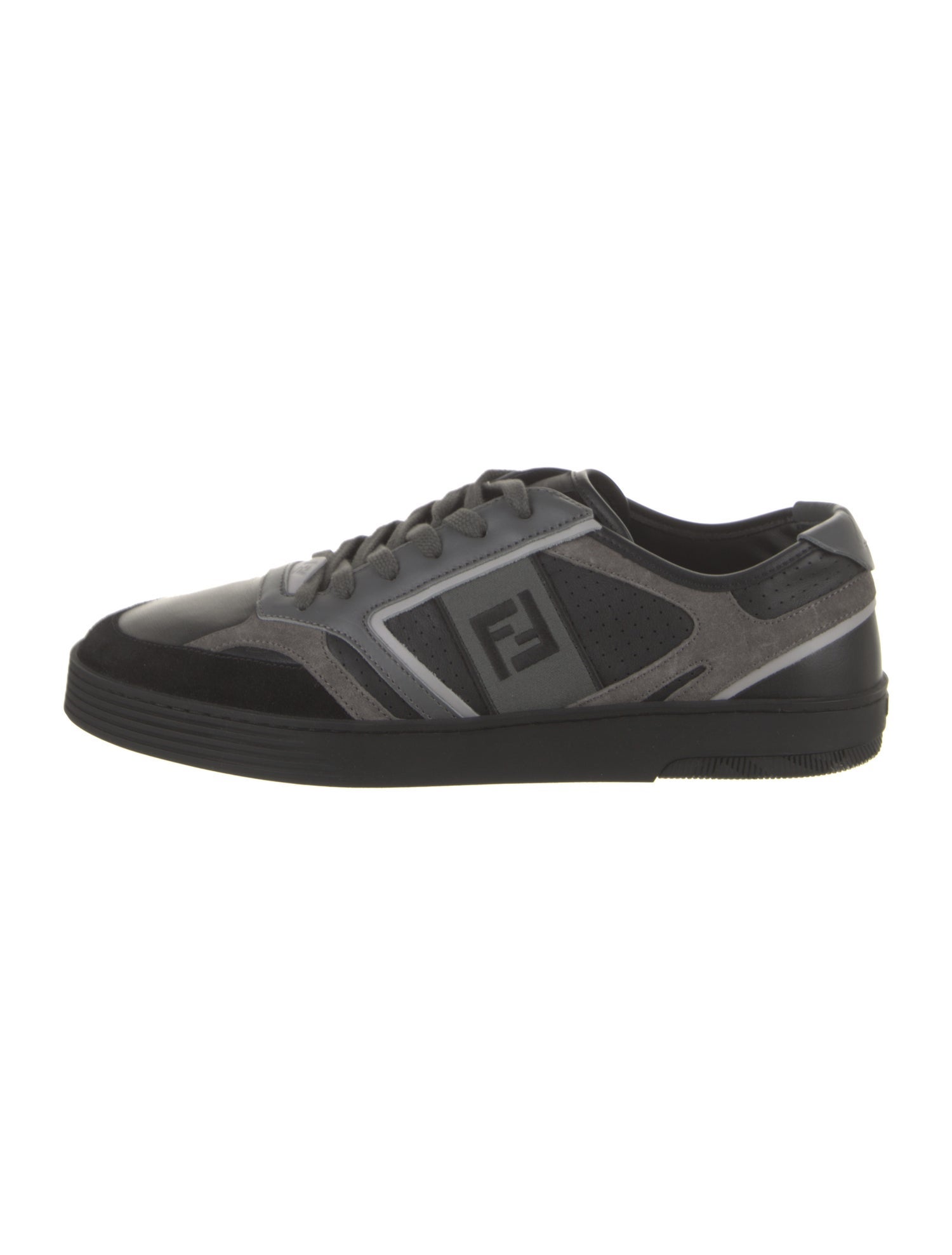 Fendi Leather Colorblock Pattern Sneakers