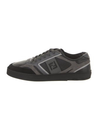 Fendi Leather Colorblock Pattern Sneakers