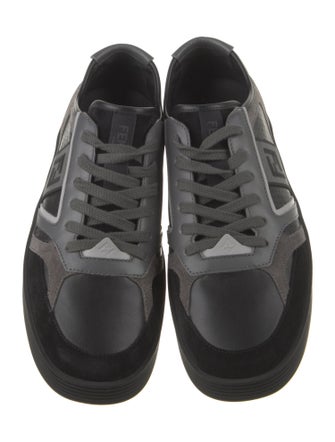 Fendi Leather Colorblock Pattern Sneakers
