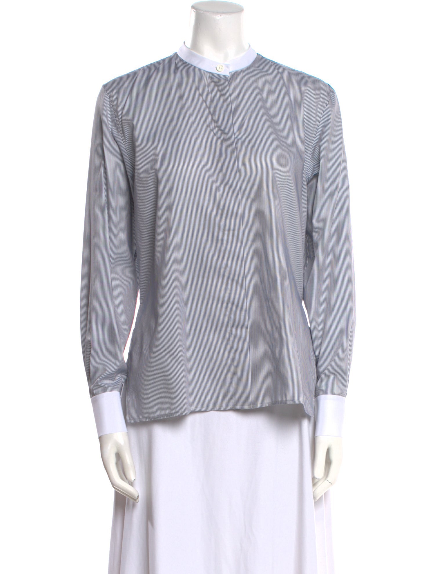 Fendi Striped Mock Neck Button-Up Top w/ Tags