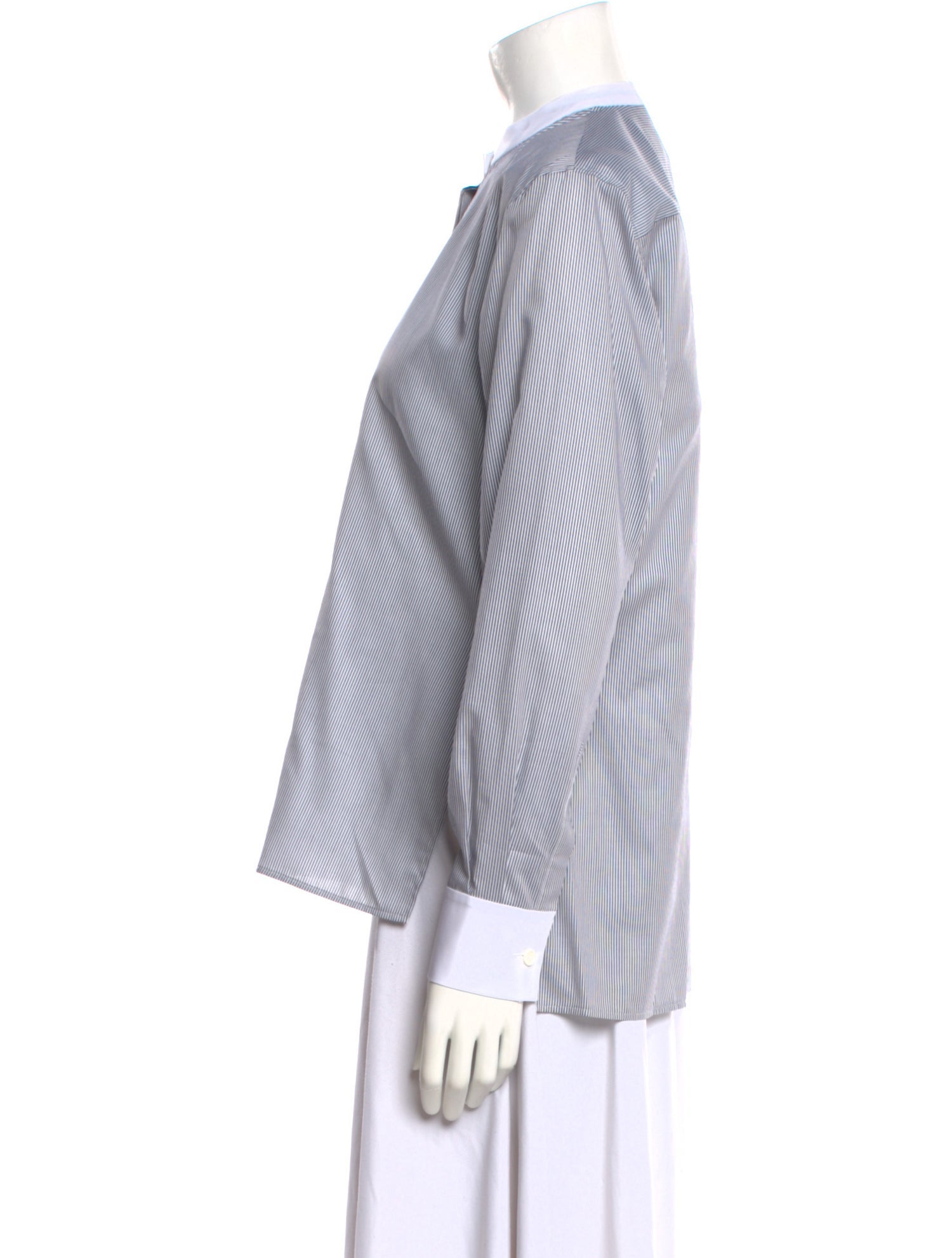 Fendi Striped Mock Neck Button-Up Top w/ Tags