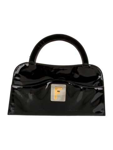 Fendi Handle Bags Patent Leather Top Bag Vintage