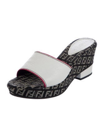 Fendi Zucca FF Logo Leather Mules