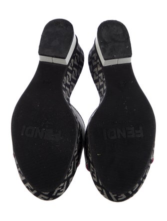 Fendi Zucca FF Logo Leather Mules