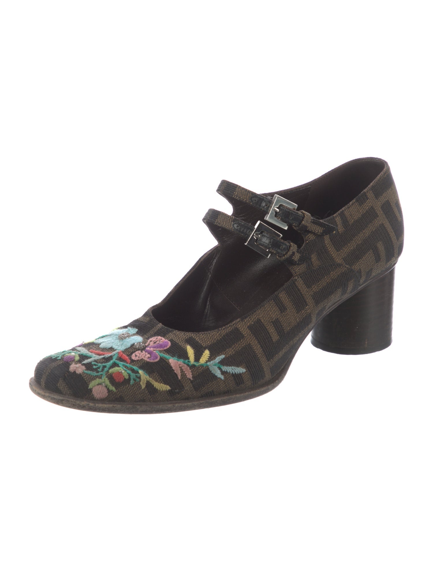 Fendi Pequin Pattern Canvas Pumps