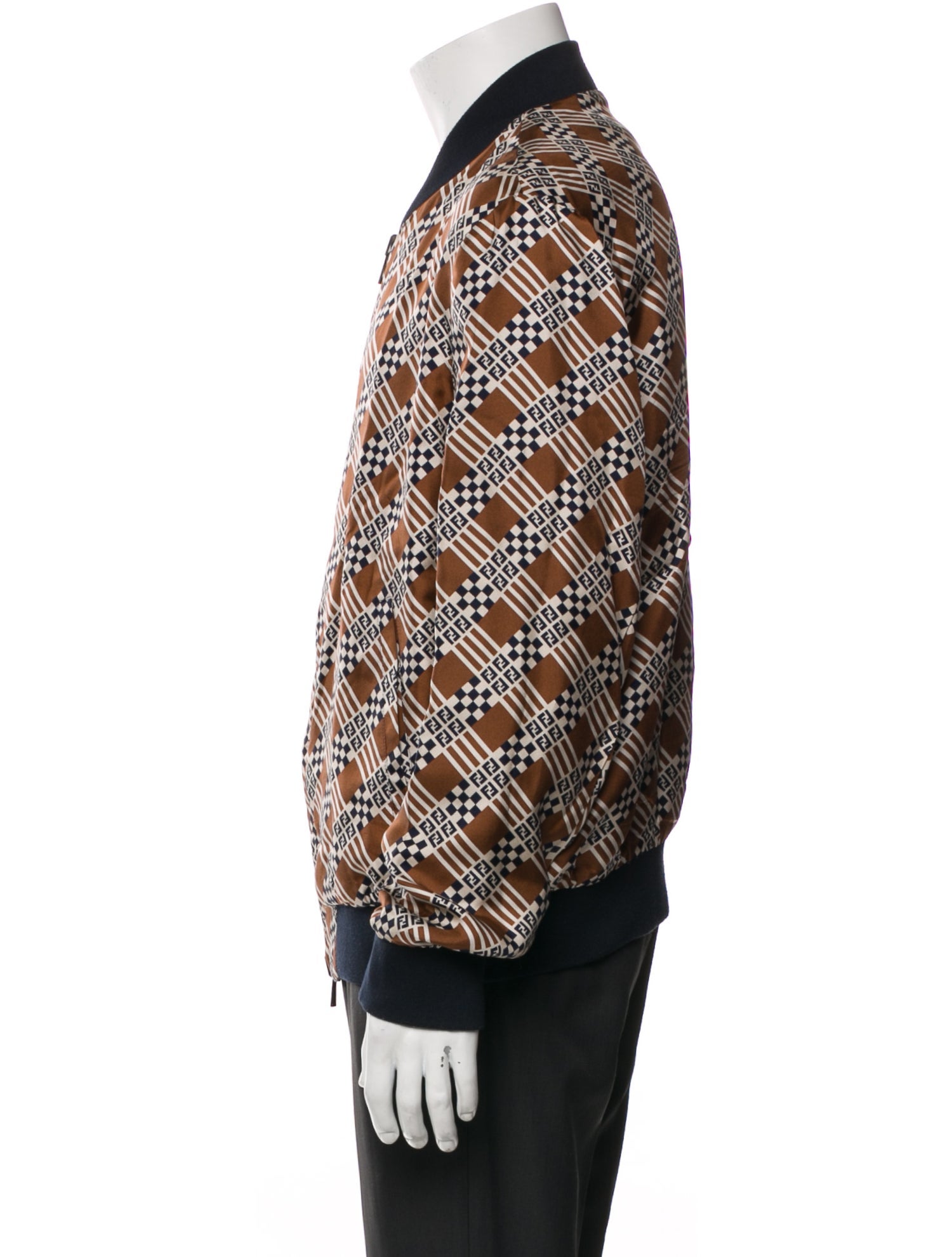 Fendi Zucca FF Logo Silk Bomber Jacket