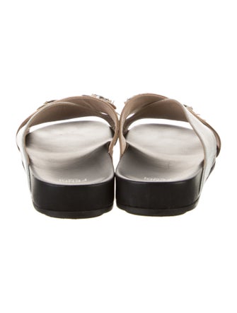 Fendi Leather Colorblock Pattern Slides