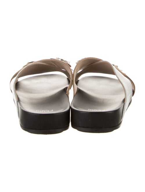 Fendi Leather Colorblock Pattern Slides