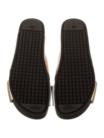 Fendi Leather Colorblock Pattern Slides