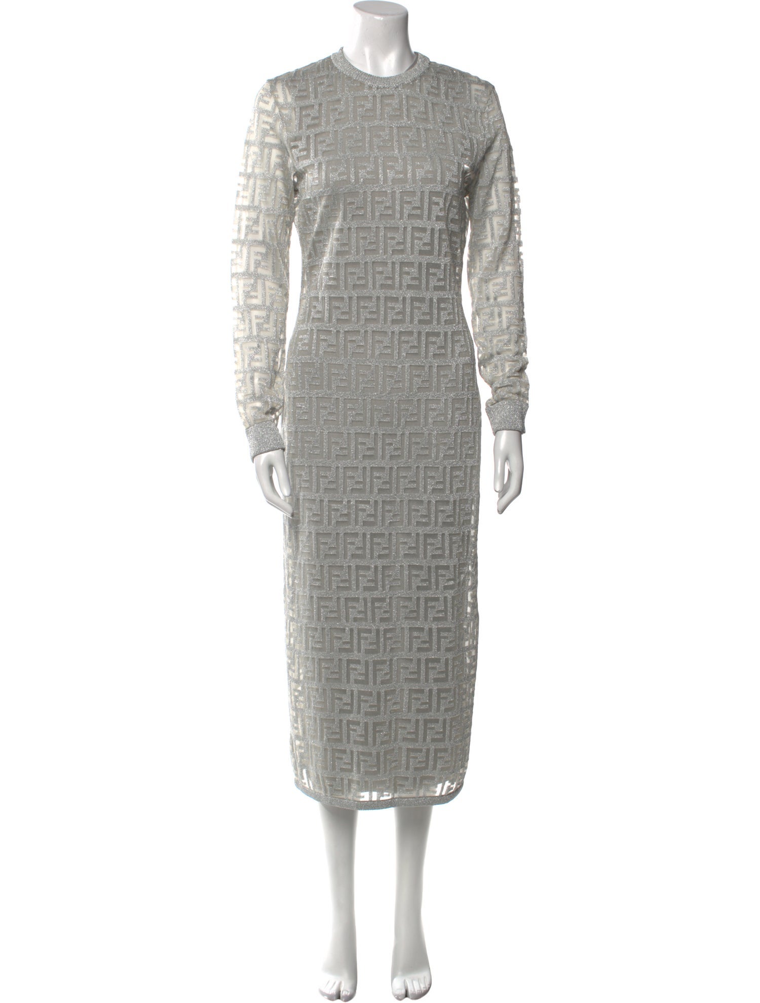 Fendi Crew Neck Long Dress