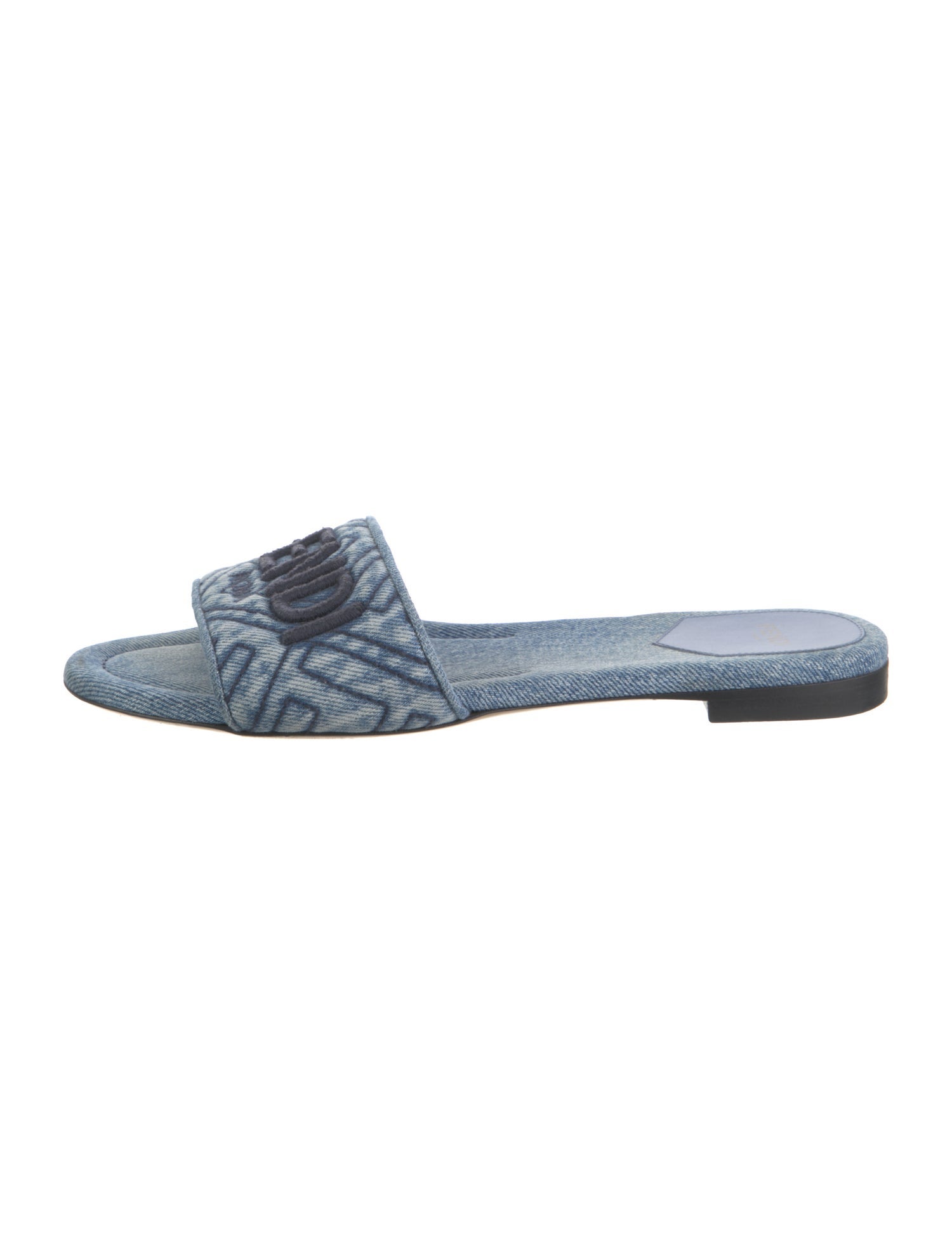 Fendi Denim Graphic Print Slides