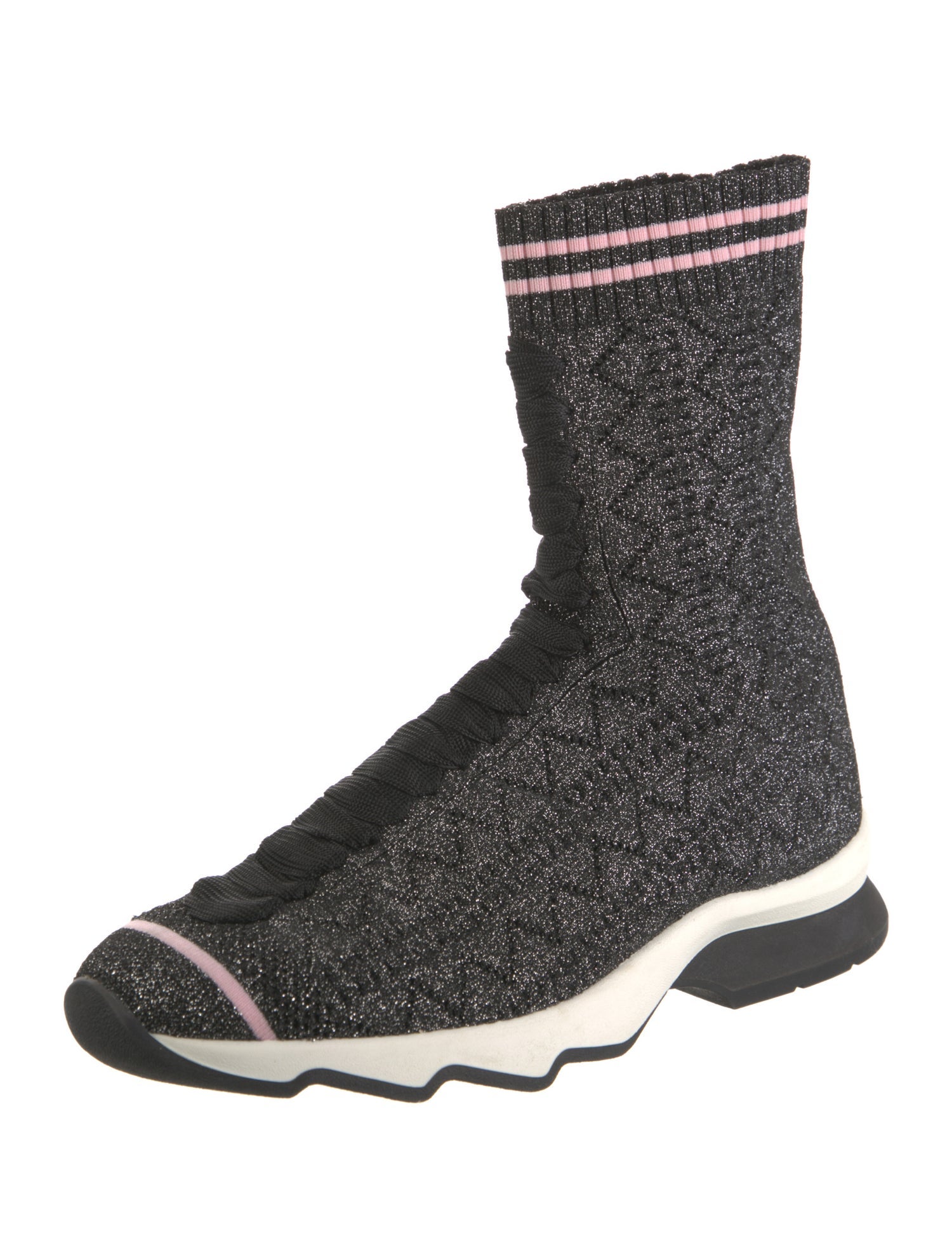 Fendi Glitter Accents Sock Sneakers