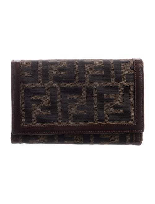 Fendi Zucca FF Logo Canvas Compact Wallet