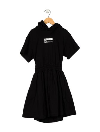 Fendi Girls' Short Sleeve Graphic Hooded Sweatshirt Dress