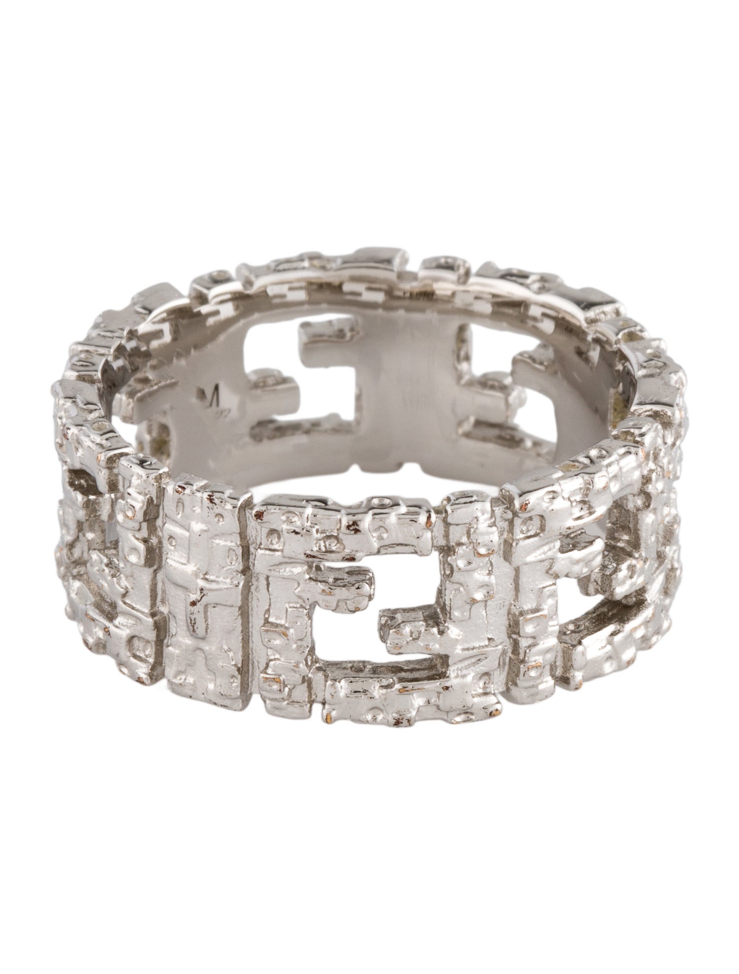 Fendi Hammered Rock FF Band Ring