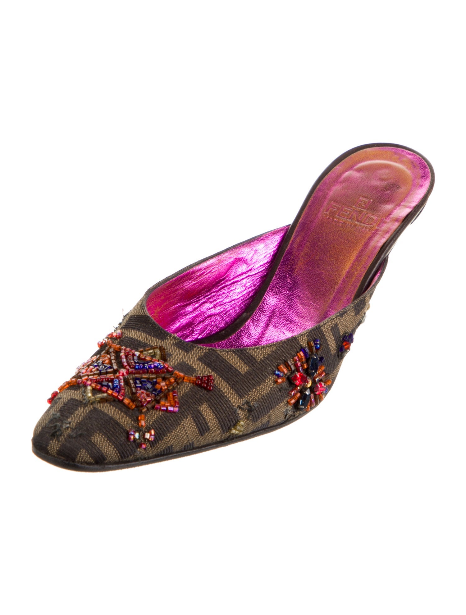 Fendi Zucca FF Logo Canvas Mules