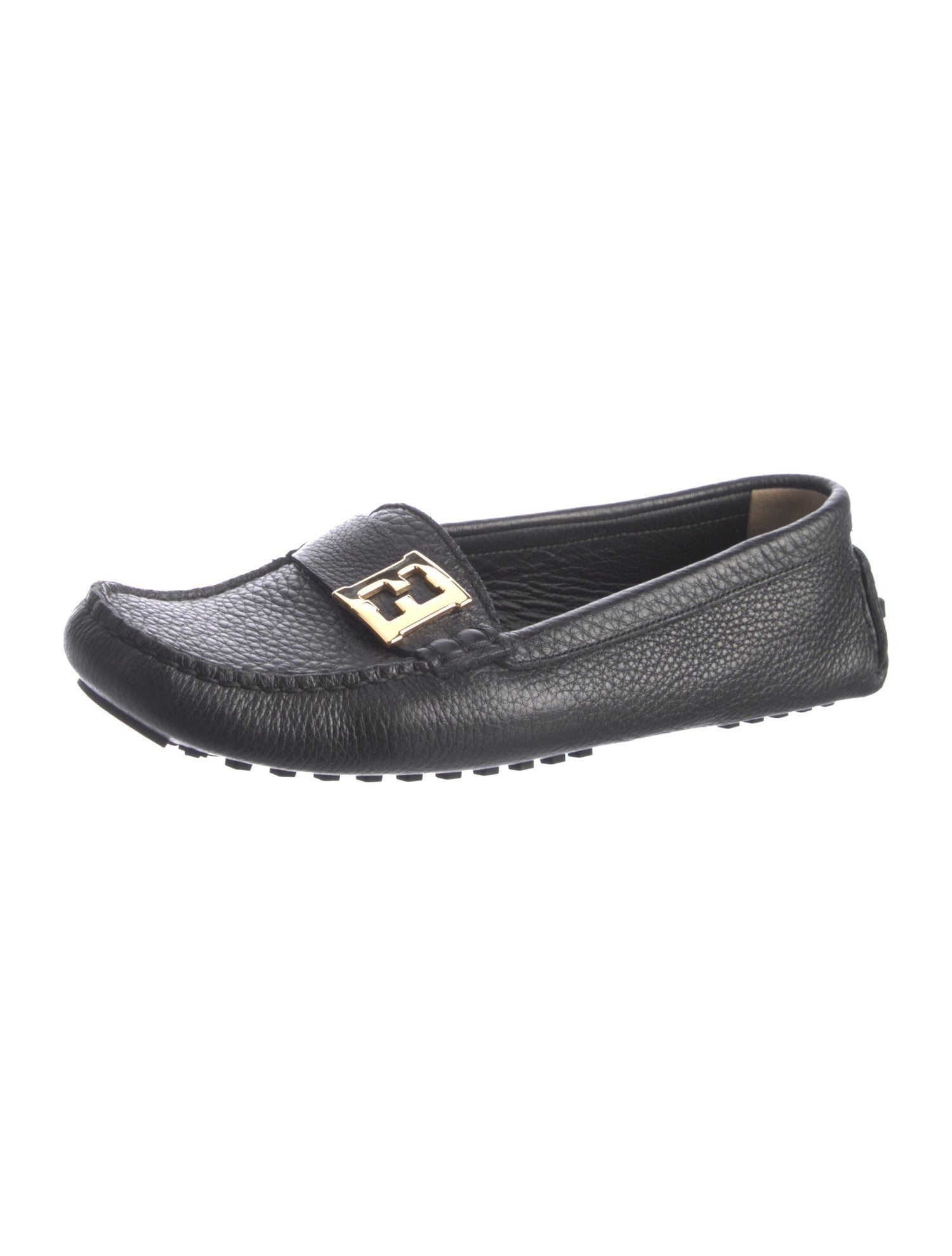 Fendi Zucca FF Logo Leather Loafers