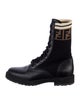 Fendi Zucca FF Logo Leather Combat Boots
